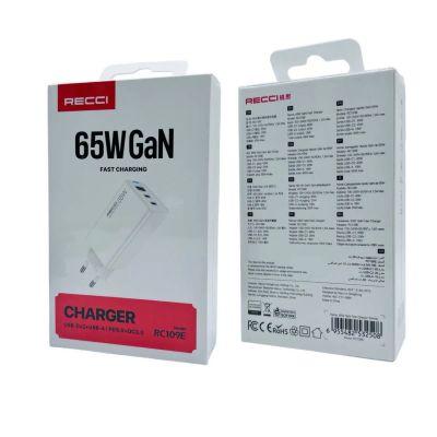 Лот: 25794899. Фото: 1. СЗУ RECCI CHARGER 65W GaN 2C1A... Зарядные устройства, блоки питания, адаптеры сетевые для смартфонов