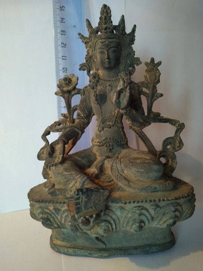 Лот: 14529124. Фото: 1. древняя бронзовая статуэтка будда... Предметы интерьера и быта