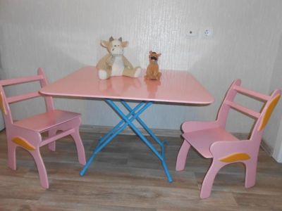 Лот: 9832132. Фото: 1. набор стол и стулья детские, натуральное... Столики, стулья, парты