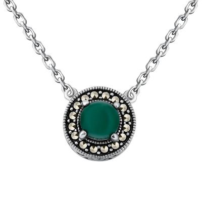 Лот: 23880643. Фото: 1. Серебряное колье с хризопразом... Цепочки