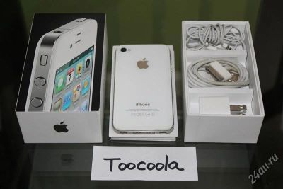 Лот: 2323801. Фото: 1. iphone 4g 16gb-полный комплект-оригинал-белый-работает... Смартфоны