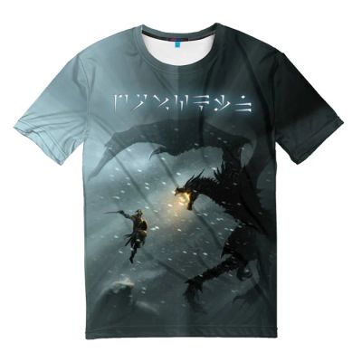 Лот: 11070032. Фото: 1. Мужская футболка 3D "Дракон, Skyrim... Футболки, поло