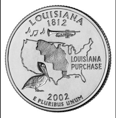 Лот: 7864289. Фото: 1. США.25 центов 2002 г. Louisiana... Америка