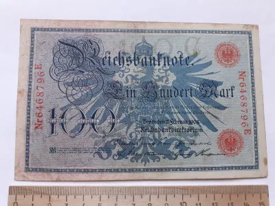 Лот: 25883707. Фото: 1. Германия 100 Марок ,1908 год,. Германия и Австрия