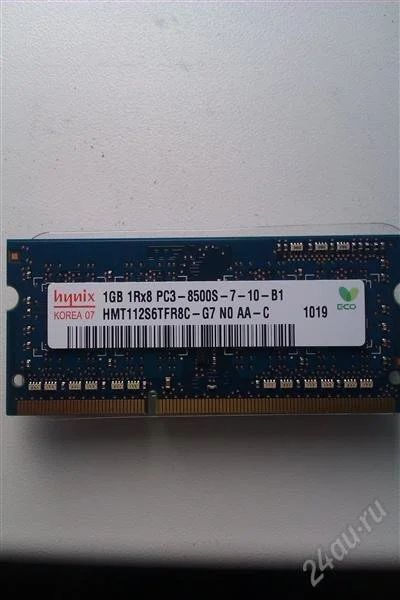 Лот: 2616952. Фото: 1. память для ноутбука 1GB 1Rx8 PC3-8500S-7-10-B1. Оперативная память