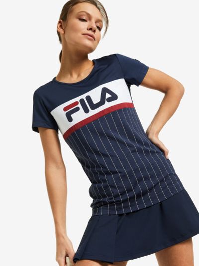 Лот: 22451257. Фото: 1. Футболка женская FILA, Синий. Другое (спортивная одежда)