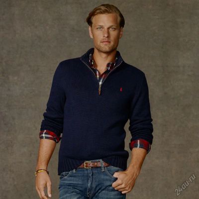 Лот: 5966720. Фото: 1. Polo Ralf Lauren кофта синяя 48. Свитеры, толстовки, худи