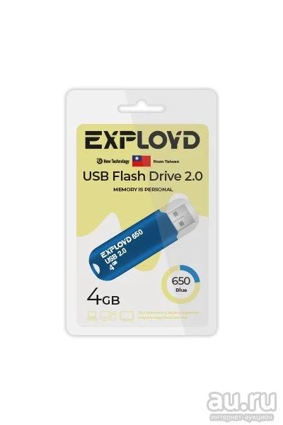 Лот: 18213047. Фото: 1. USB 4 Gb Exployd 650 синий USB... USB-флеш карты