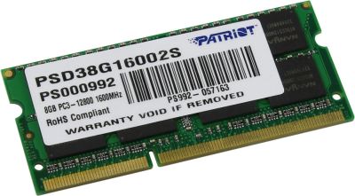Лот: 10667773. Фото: 1. DDR-III 8Gb SO-DIMM Patriot PSD38G16002S... Оперативная память