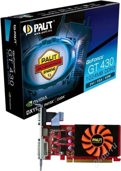 Лот: 1460989. Фото: 1. Palit GeForce GT 430 1Gb 96SP... Видеокарты