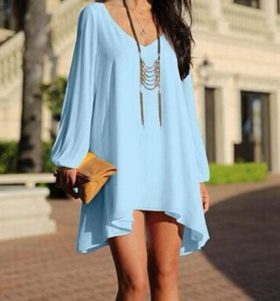 Лот: 7797176. Фото: 1. туника boho шифон. цвет голубой... Футболки, топы и майки