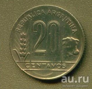 Лот: 9971395. Фото: 1. Аргентина 20 сентаво 1948 (576... Америка