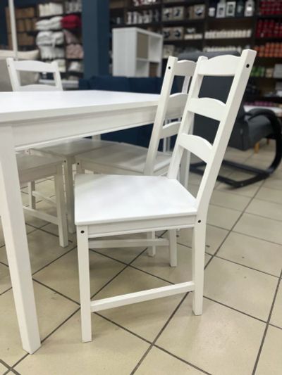 Лот: 19602706. Фото: 1. Стул, массив сосны, белый IKEA... Столы, стулья, обеденные группы