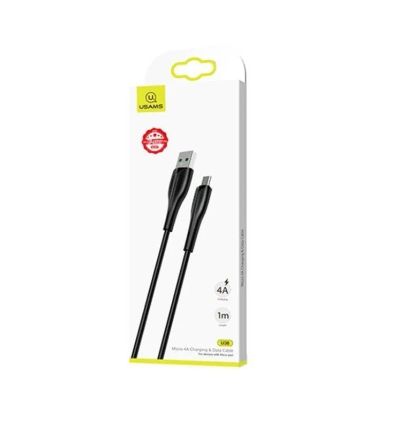 Лот: 22146434. Фото: 1. Кабель USAMS Micro U38 4A 1m Black. Дата-кабели, переходники