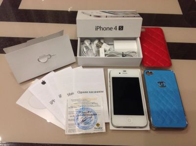 Лот: 5169033. Фото: 1. iPhone 4s 16 Gb White, РСТ, полный... Смартфоны