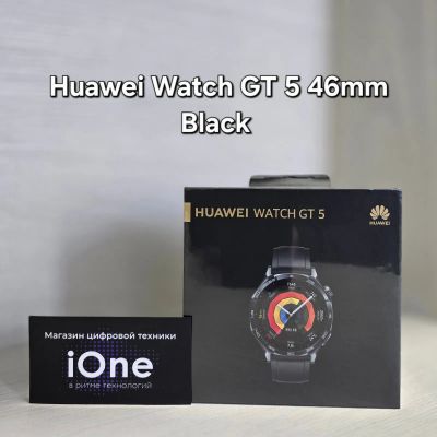Лот: 25371803. Фото: 1. Huawei Watch GT 5 46mm Black... Смарт-часы, фитнес-браслеты, аксессуары