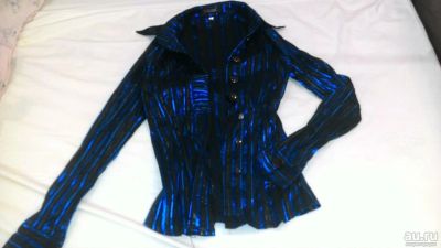 Лот: 13319894. Фото: 1. Блузка синяя в полоску. Блузы, рубашки