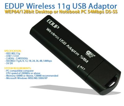 Лот: 3373534. Фото: 1. WiFi адаптер EDUP 54Mbps. WiFi, Bluetooth адаптеры