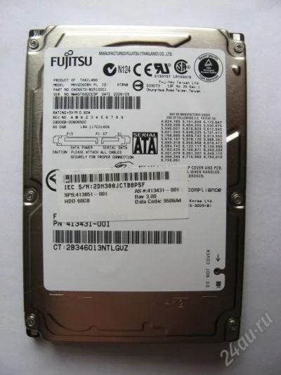Лот: 142400. Фото: 1. 2.5" Fujitsu MHV2060BH SATA 60Gb... Жёсткие диски