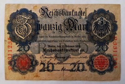 Лот: 25065791. Фото: 1. Германия (Кайзер) 20 марок 1914... Германия и Австрия