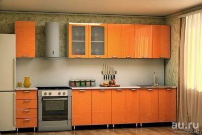 Лот: 13518471. Фото: 1. Кухня "Шарлотта" Оранжевый металлик. Столешницы, барные стойки