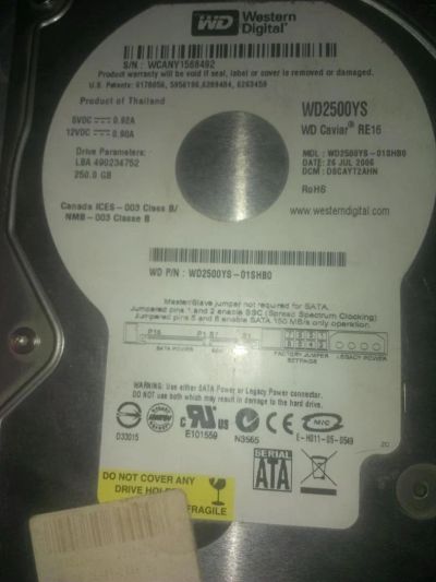 Лот: 3557012. Фото: 1. Western Digital WD2500YS 250gb. Жёсткие диски (HDD)
