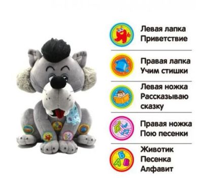 Лот: 8806541. Фото: 1. Интерактивная мягкая игрушка Волк... Развивающие