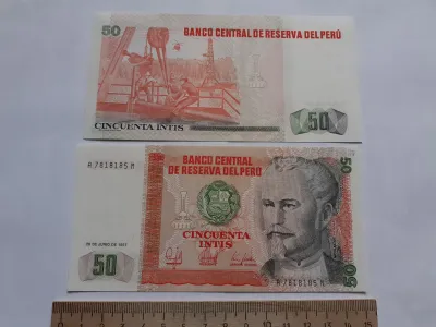 Лот: 24689987. Фото: 1. Перу 50 Инти 1987 год ( люкс). Америка