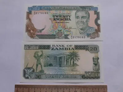 Лот: 25885027. Фото: 1. Замбия 20 квач 1989-91 года пресс. Америка