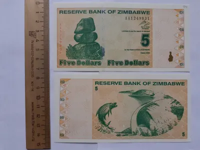 Лот: 21179564. Фото: 1. Зимбабве 5 долларов 2009 год... Африка