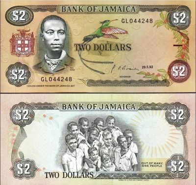 Лот: 9972509. Фото: 1. Ямайка 2 доллара 1992 "Национальный... Америка
