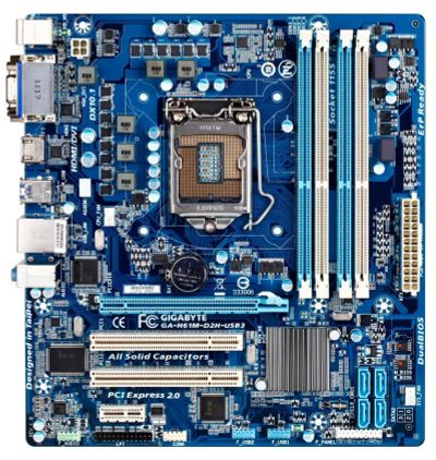 Лот: 21116705. Фото: 1. Gigabyte GA-H61M-D2H-USB3 (LGA... Материнские платы
