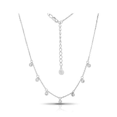 Лот: 23827580. Фото: 1. Серебряное колье с фианитами и... Цепочки