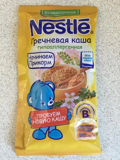 Лот: 6337889. Фото: 1. Каша гречневая безмолочная Нестле. Детское питание