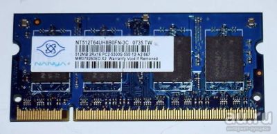 Лот: 8773110. Фото: 1. SO-DIMM 512Мб DDR2 Nanya NT512T64UH8B0FN-3C... Оперативная память