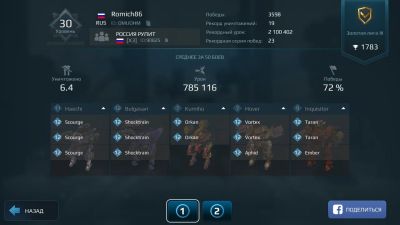 Лот: 12033896. Фото: 1. аккаунт War Robots на андроид. Другое (смартфоны, связь, навигация)