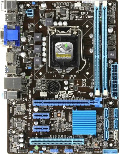 Лот: 16601159. Фото: 1. Asus B75M-A (LGA 1155/ PCI Express... Материнские платы