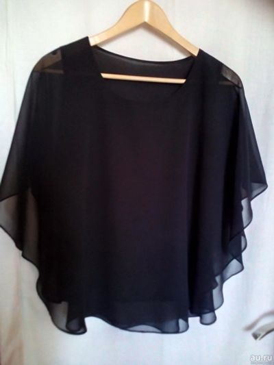 Лот: 16189999. Фото: 1. Черная блузка-разлетайка,черная... Блузы, рубашки