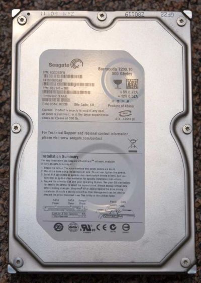 Лот: 7947686. Фото: 1. Винт Seagate 500 - 1. Жёсткие диски