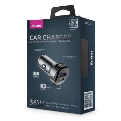 Лот: 25796835. Фото: 1. АЗУ OLMIO USB-А/USB-C 36W, 6A... Зарядные устройства, блоки питания, адаптеры сетевые для смартфонов