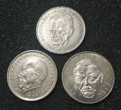 Лот: 22851591. Фото: 1. Лот Портретных монет 2 марки ФРГ... Германия и Австрия