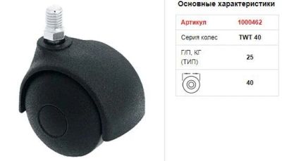 Лот: 11297638. Фото: 1. TWT 40 Колесо мебельное черное... Мебельная фурнитура и наполнители