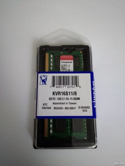 Лот: 13783365. Фото: 1. ОЗУ Kingston KVR16S11/8 PC3-12800... Оперативная память