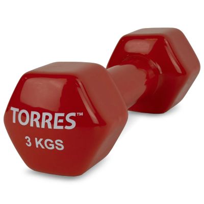 Лот: 23228816. Фото: 1. Гантель 3 кг Torres металл в виниловой... Гантели