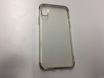 Лот: 13400985. Фото: 1. Чехол iPhone X прозрачный с хромированной... Чехлы, бамперы