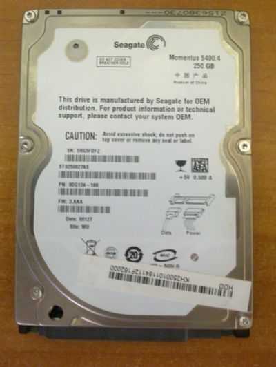 Лот: 11958644. Фото: 1. Seagate Momentus 5400.4 ST9250827AS... Жёсткие диски (HDD)