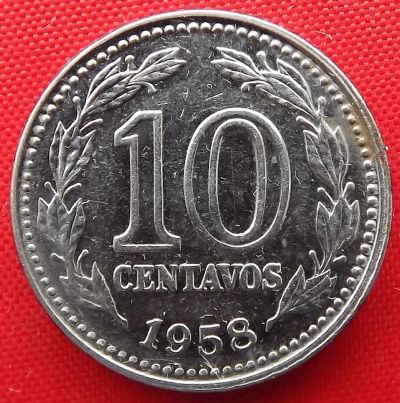 Лот: 4673132. Фото: 1. (№3528/LF) 10 сентаво 1958 (Аргентина... Америка