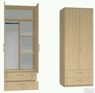 Лот: 10051154. Фото: 1. Шкаф 2 двери с ящиками. Шкафы, шкафы-купе