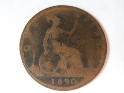 Лот: 5479165. Фото: 1. Великобритания 1 пенни 1890. Великобритания и острова