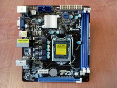 Лот: 10996970. Фото: 1. Asrock h61m-vg3. Материнские платы